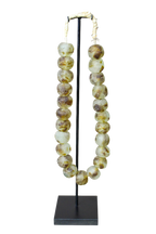 Ghana Glass Beads Necklace, White and Brown - 85.25