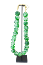 Ghana Glass Beads Necklace, White and Green - 85.26