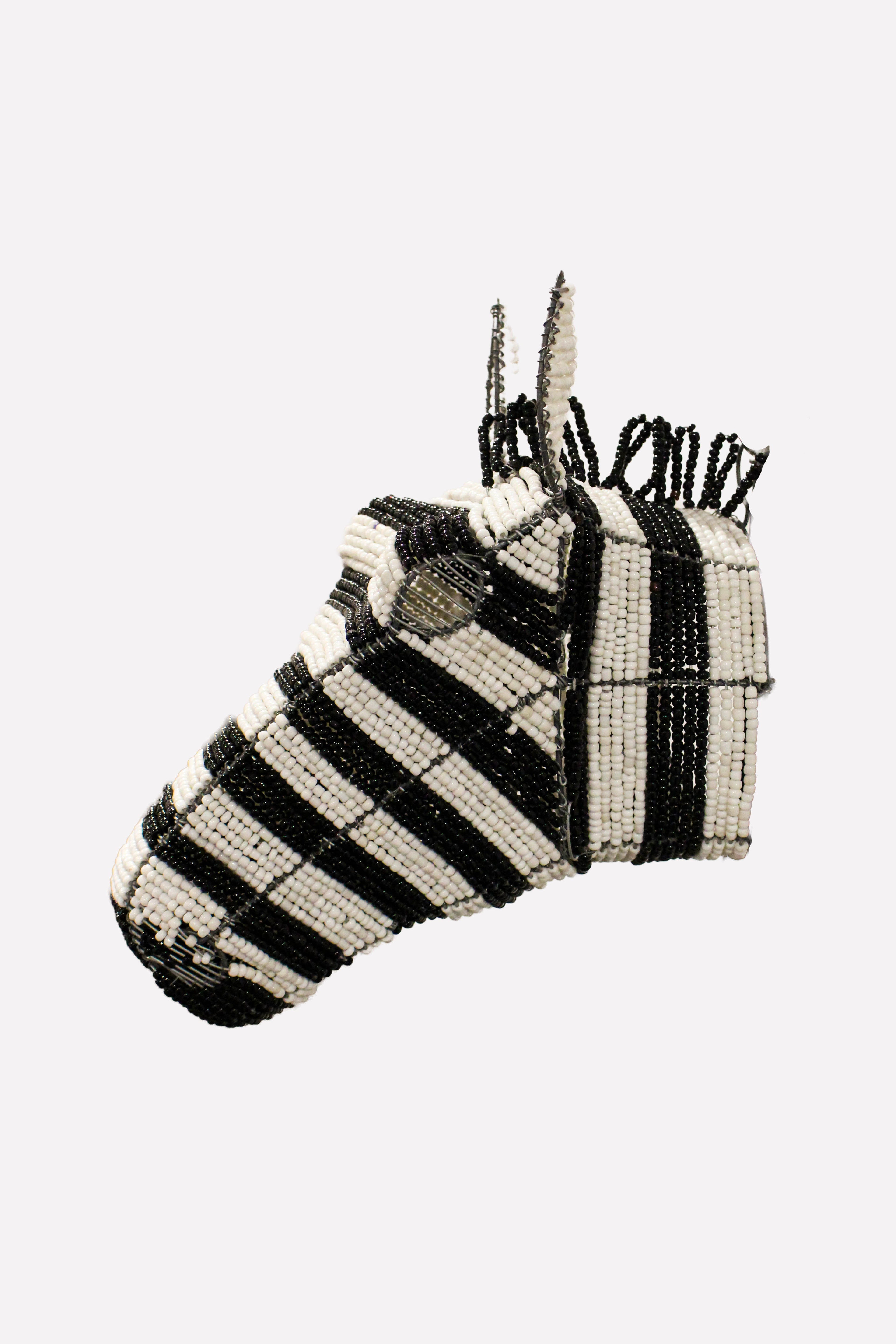 Beaded Zebra Wall Sculpture - 17.7