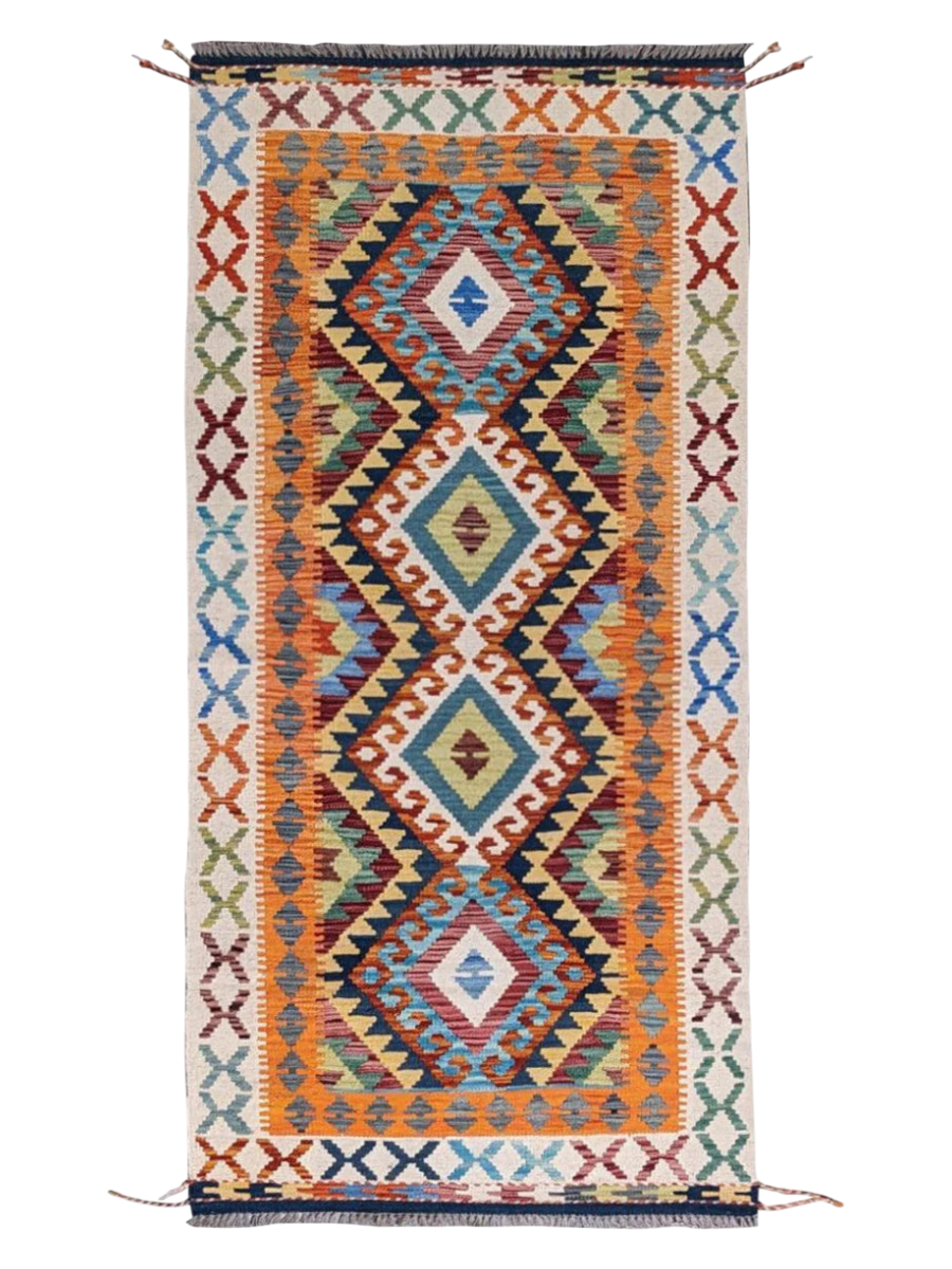 Maimana Afghanistan Kilim Rug - 188 x 86 cm