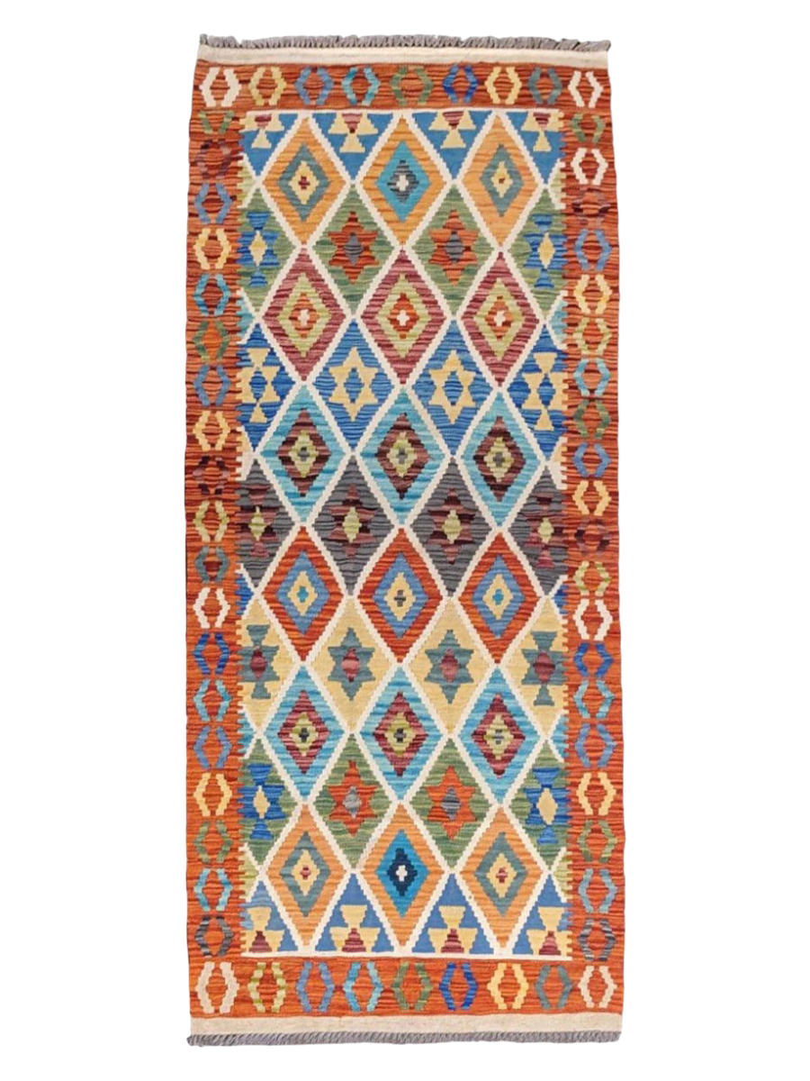 Maimana Afghanistan Kilim Rug - 201 x 89 cm