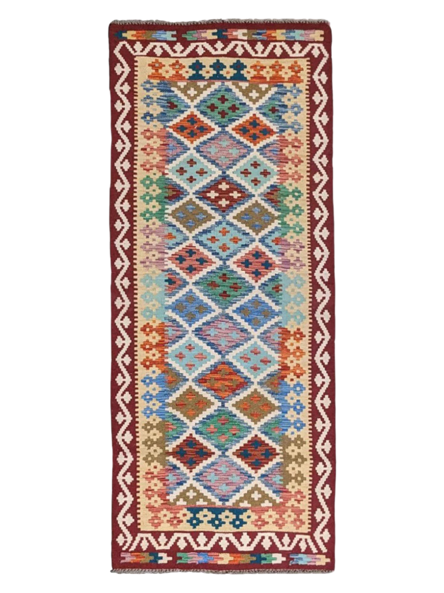 Maimana Afghanistan Kilim Rug - 206 x 84 cm
