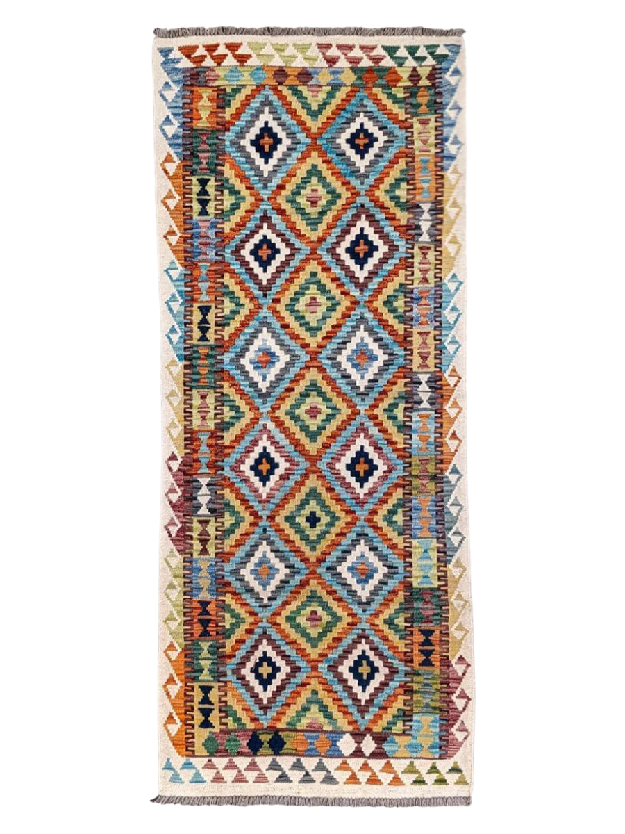 Maimana Afghanistan Kilim Rug - 206 x 79 cm