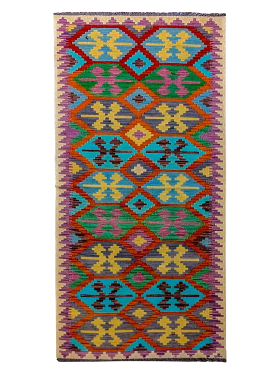 Maimana Afghanistan Kilim Rug - 287 x 79 cm