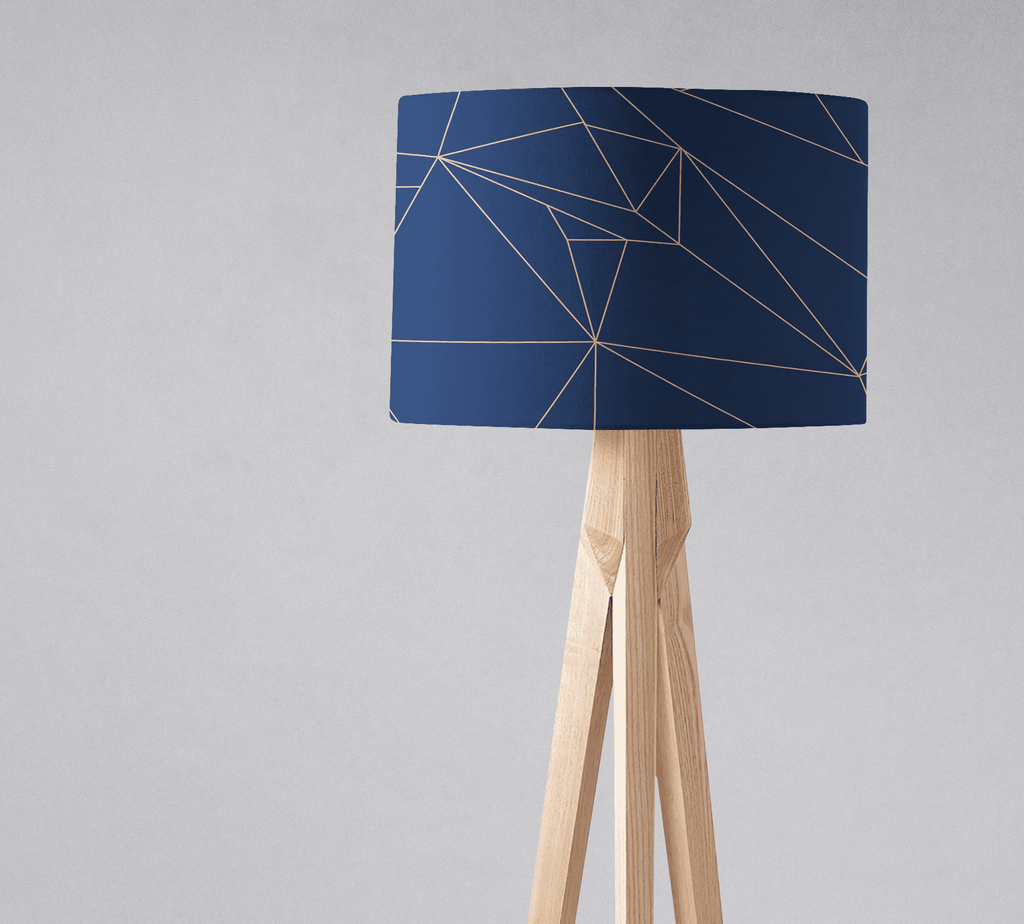 Navy Blue and Rose Gold Lines Lampshade