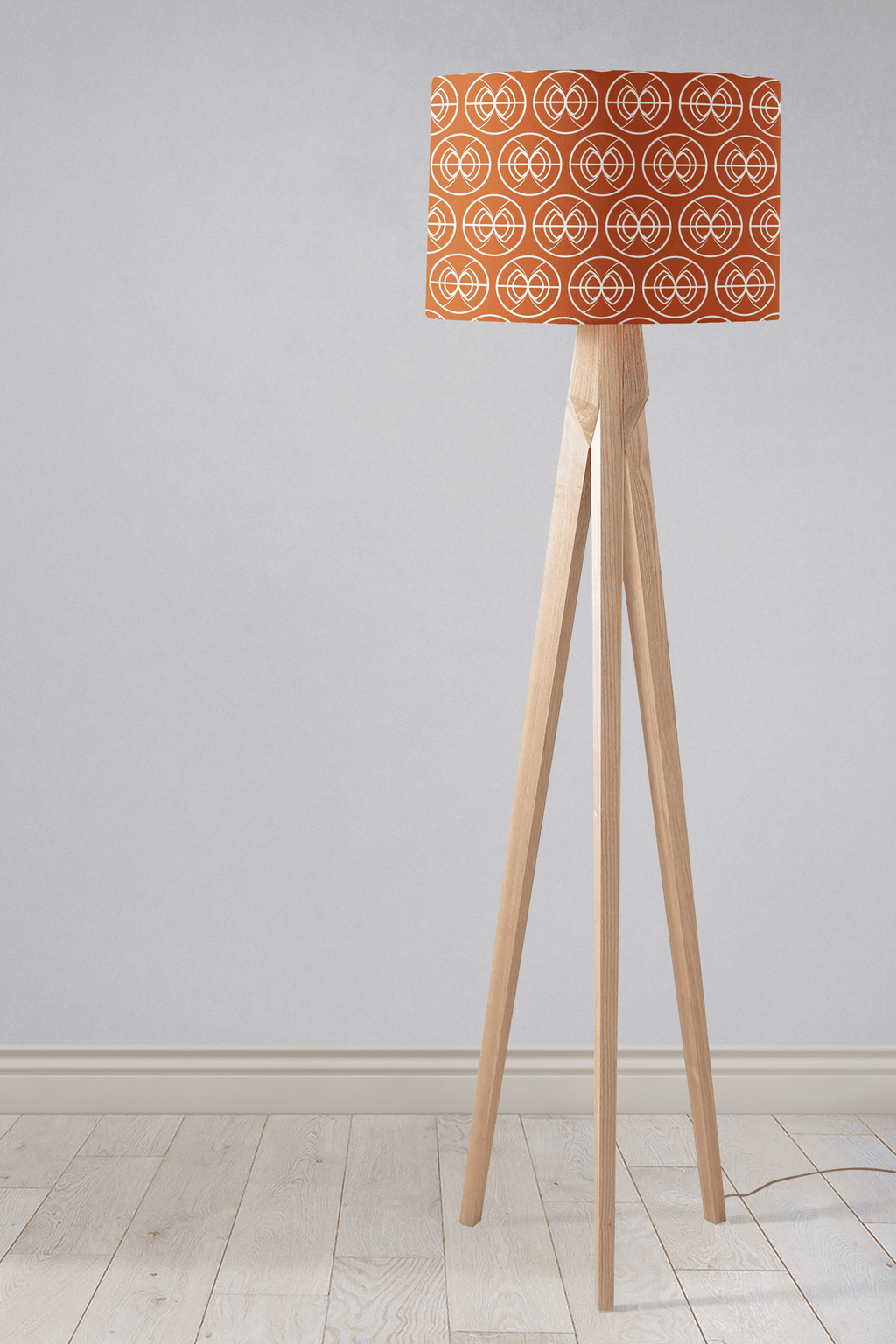 Orange and White Geometric Semi-Circle Design Lampshade, Ceiling or Table Lamp Shade