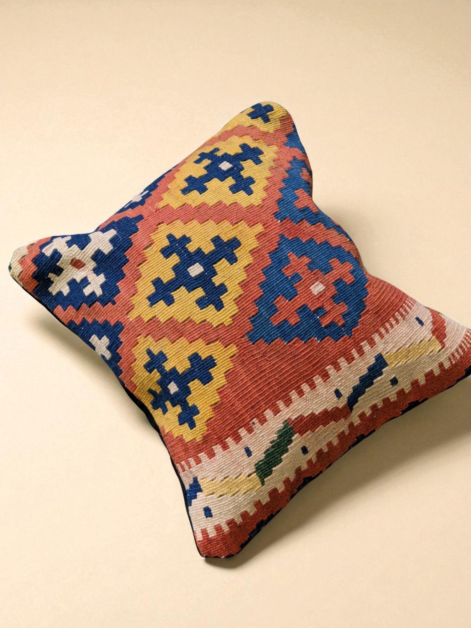 Turkish Kilim Vintage Cushion Cover - 42 x 40 cm