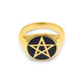 Gold Pentagram Signet Ring