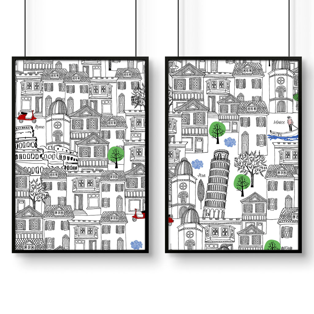 Italy print wall art | set of 2 travel posters