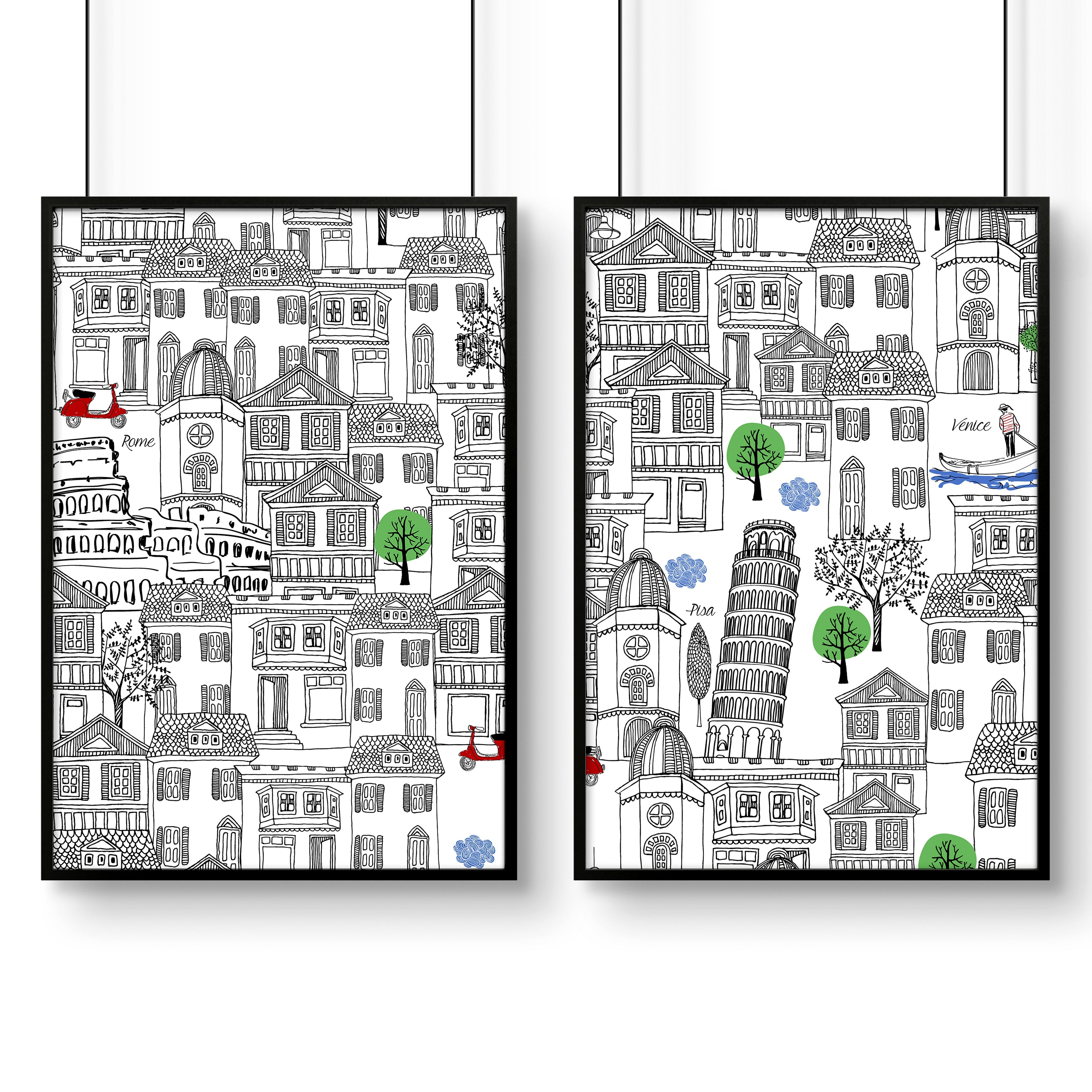 Italy print wall art | set of 2 travel posters