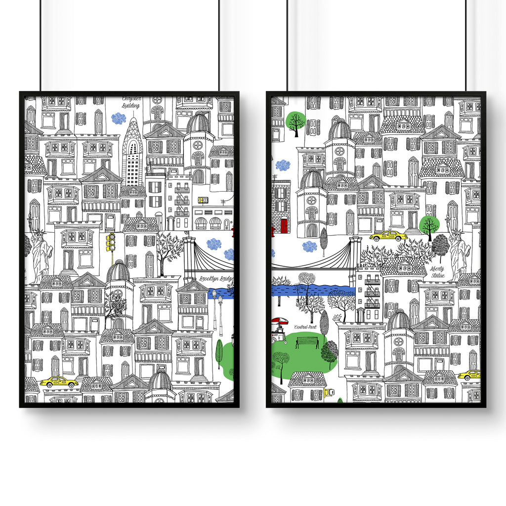 NY City Wall Art | Set of 2 travel posters