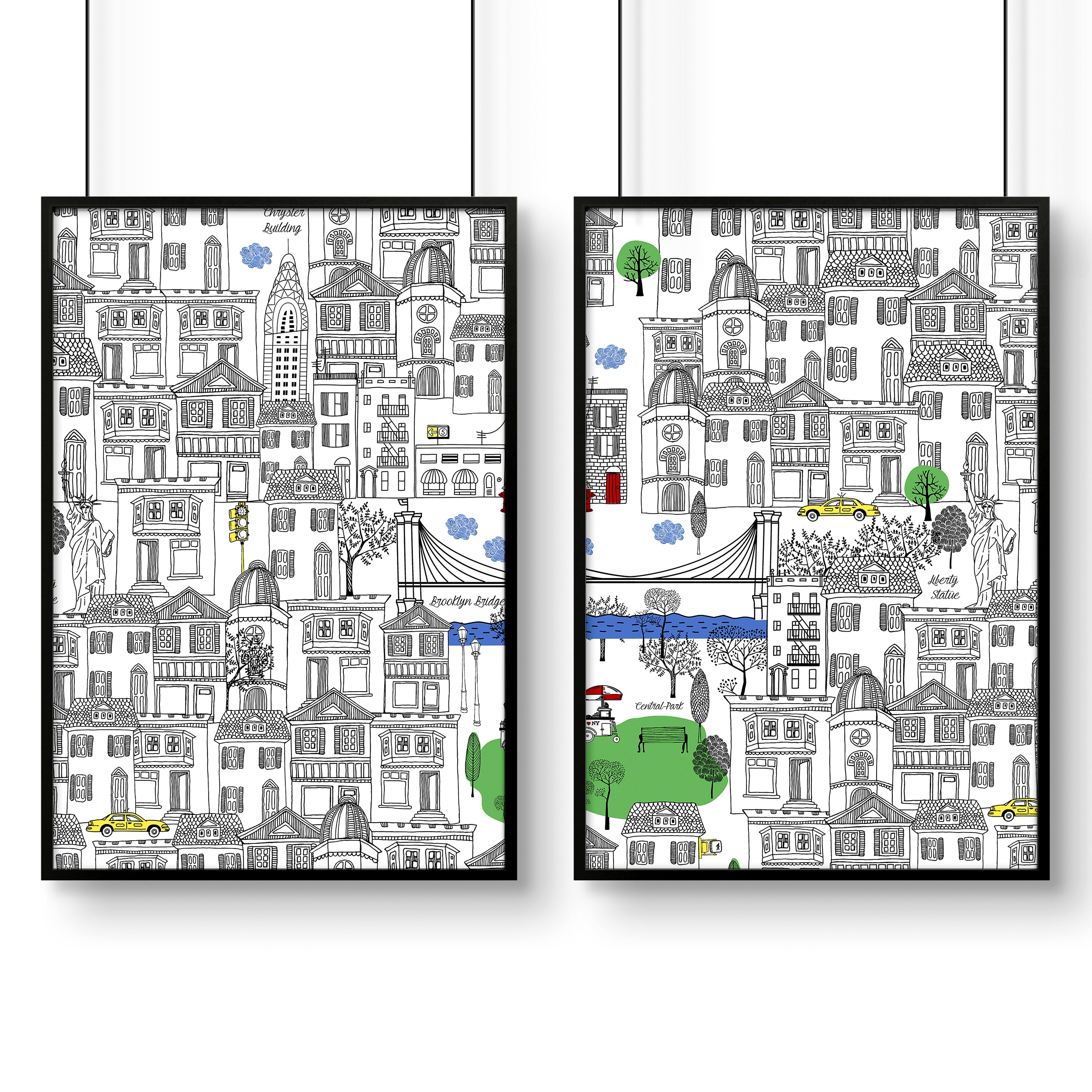 NY City Wall Art | Set of 2 travel posters