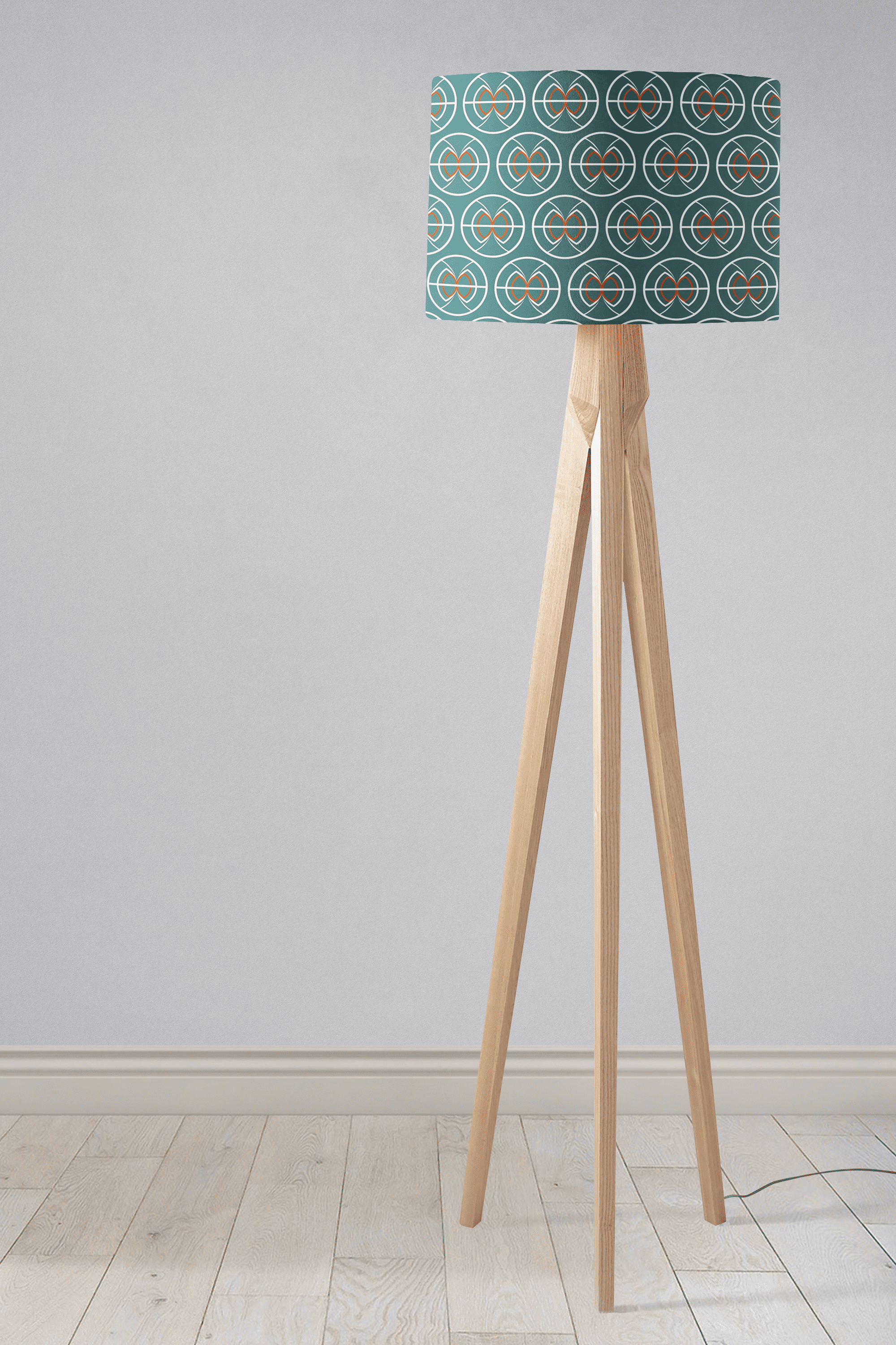 Teal and White Geometric Semi-Circle Design Lampshade, Ceiling or Table Lamp Shade