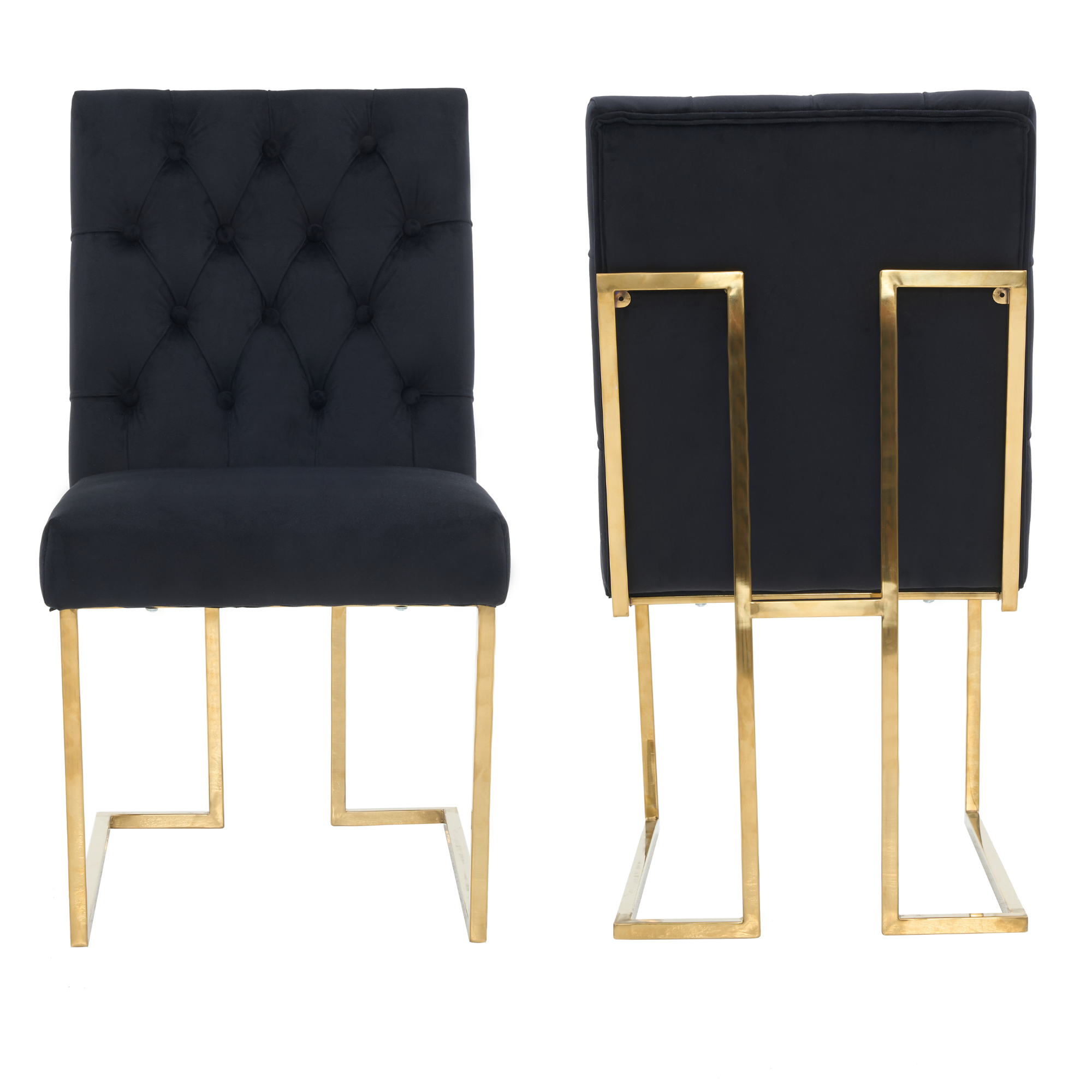 Siena Tufted Velvet Dining Chair – Gold Frame, Modern Luxury Accent
