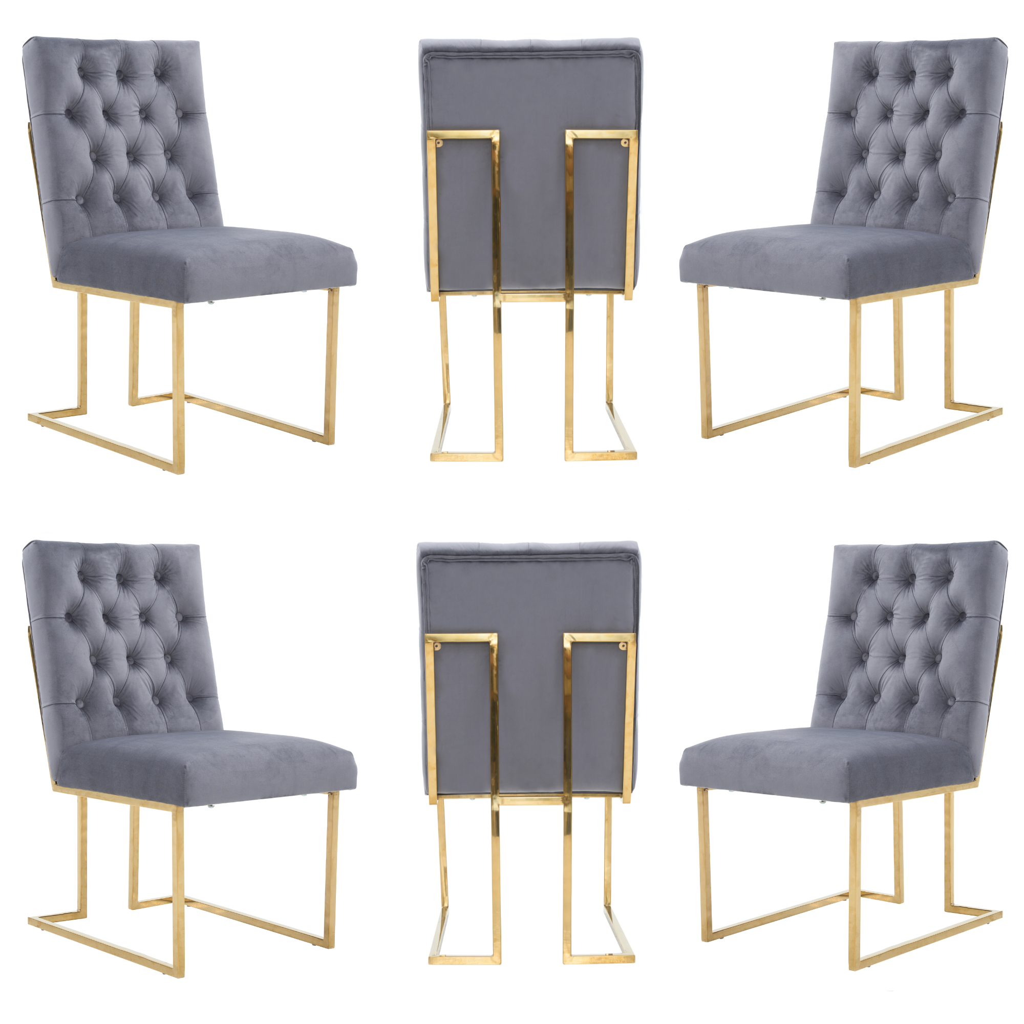 Siena Tufted Velvet Dining Chair – Gold Frame, Modern Luxury Accent