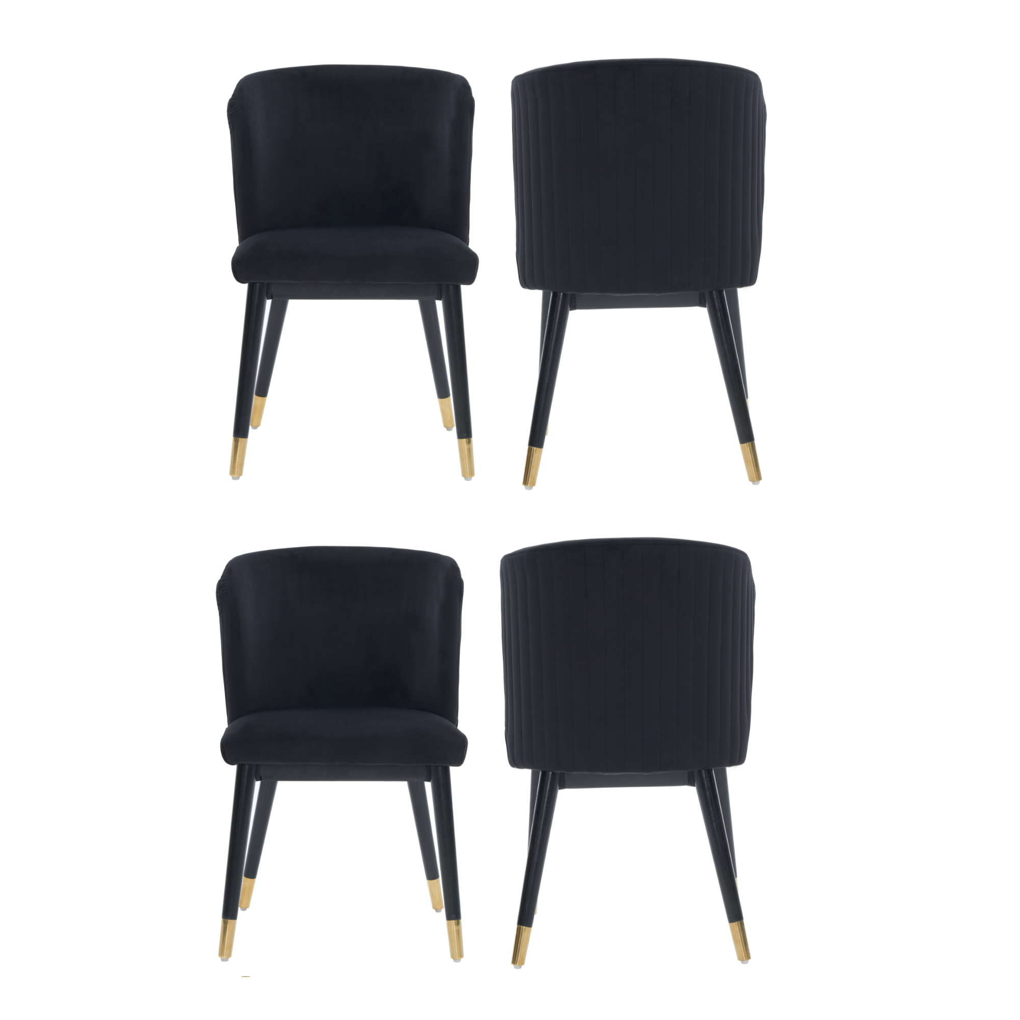 Sofina Modern Velvet Dining Chair with Tufted Back – Wooden Frame & Gold-Tipped Rubberwood Legs