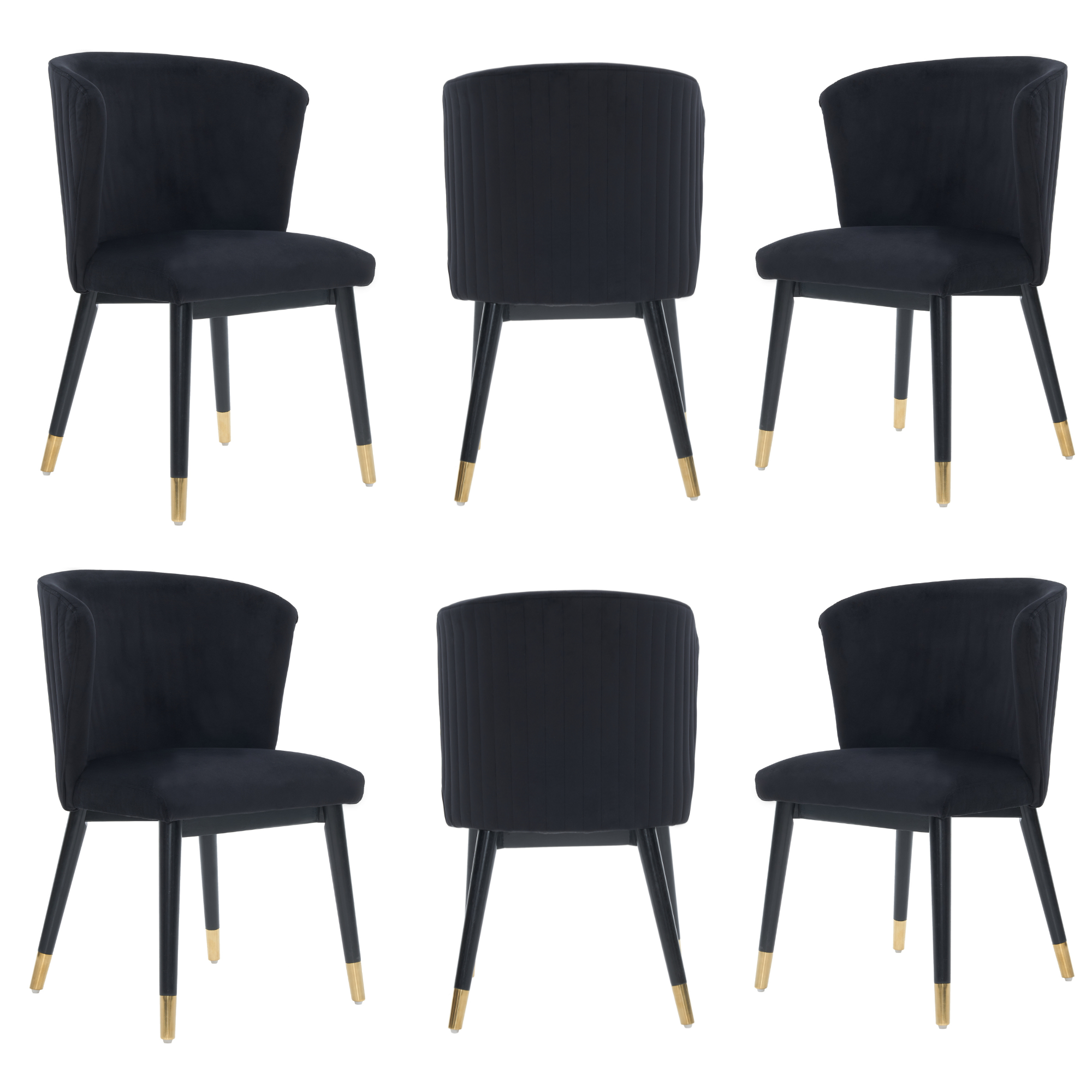 Sofina Modern Velvet Dining Chair with Tufted Back – Wooden Frame & Gold-Tipped Rubberwood Legs
