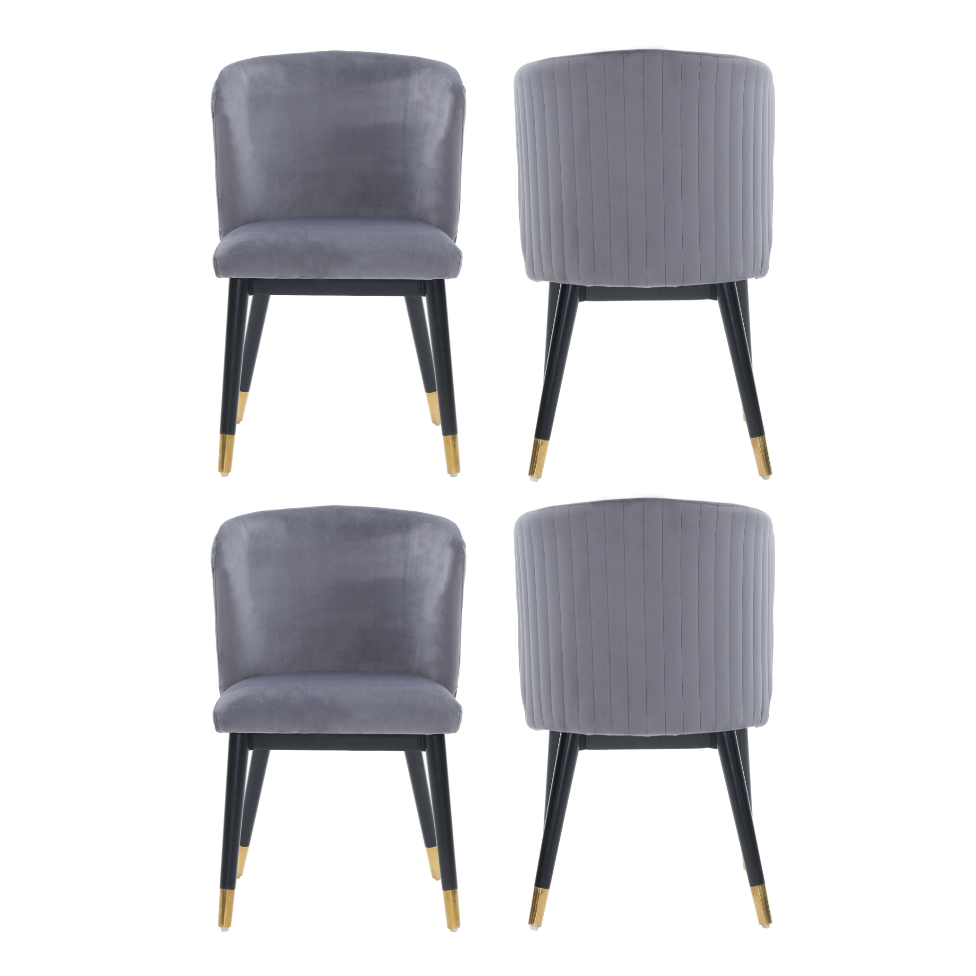 Sofina Modern Velvet Dining Chair with Tufted Back – Wooden Frame & Gold-Tipped Rubberwood Legs
