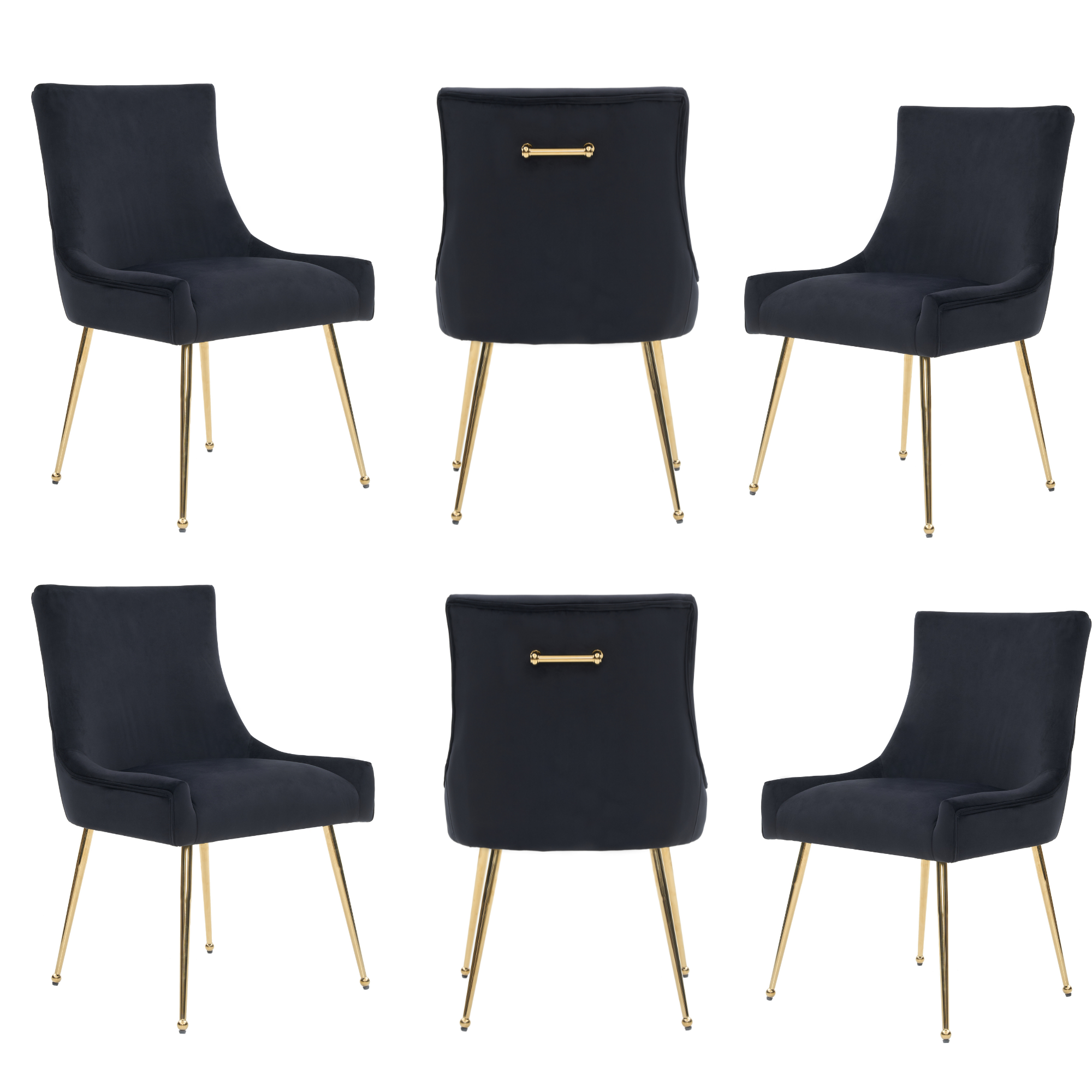 Viviana Velvet Dining Chair – Gold Legs, Ring Handle & Modern Accent