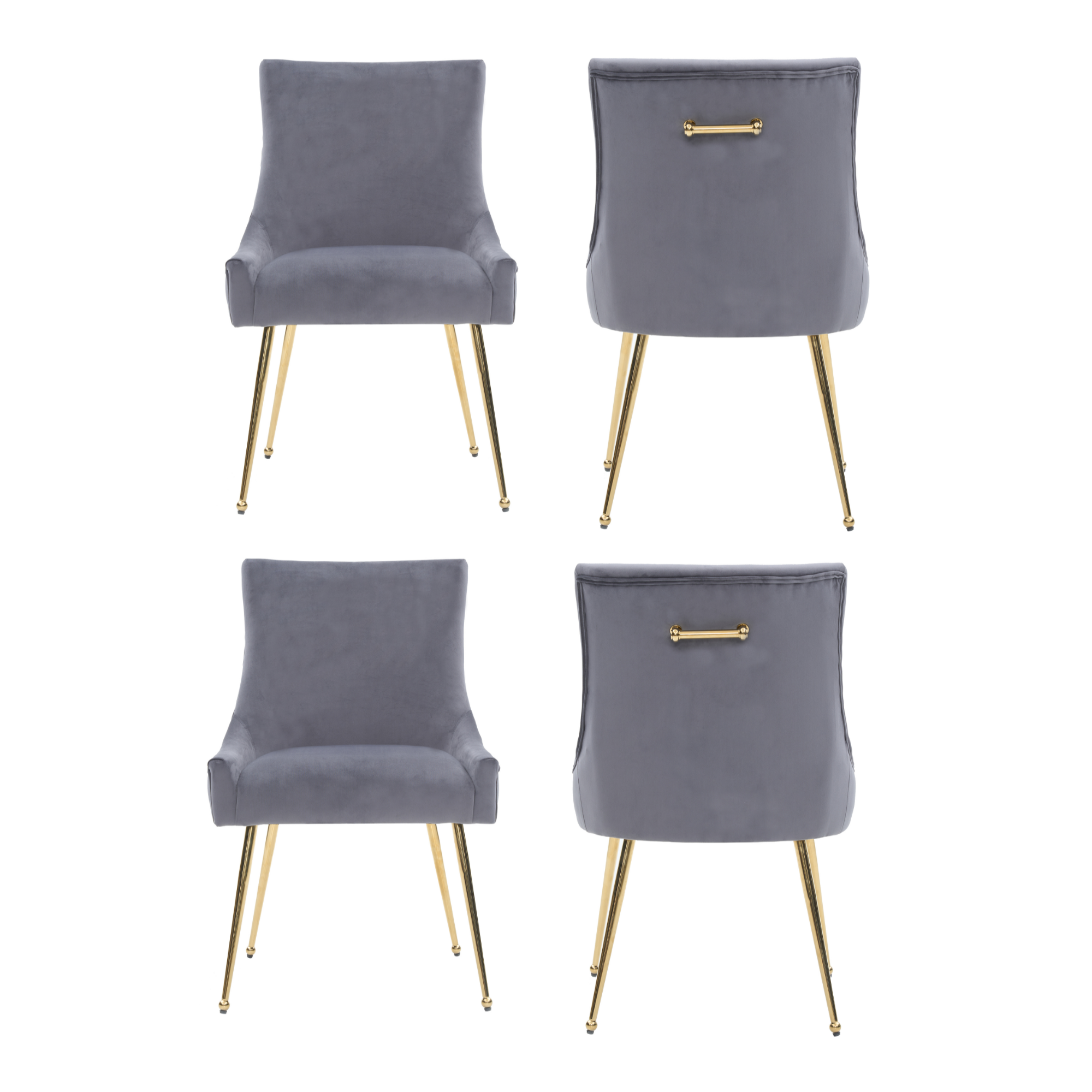 Viviana Velvet Dining Chair – Gold Legs, Ring Handle & Modern Accent