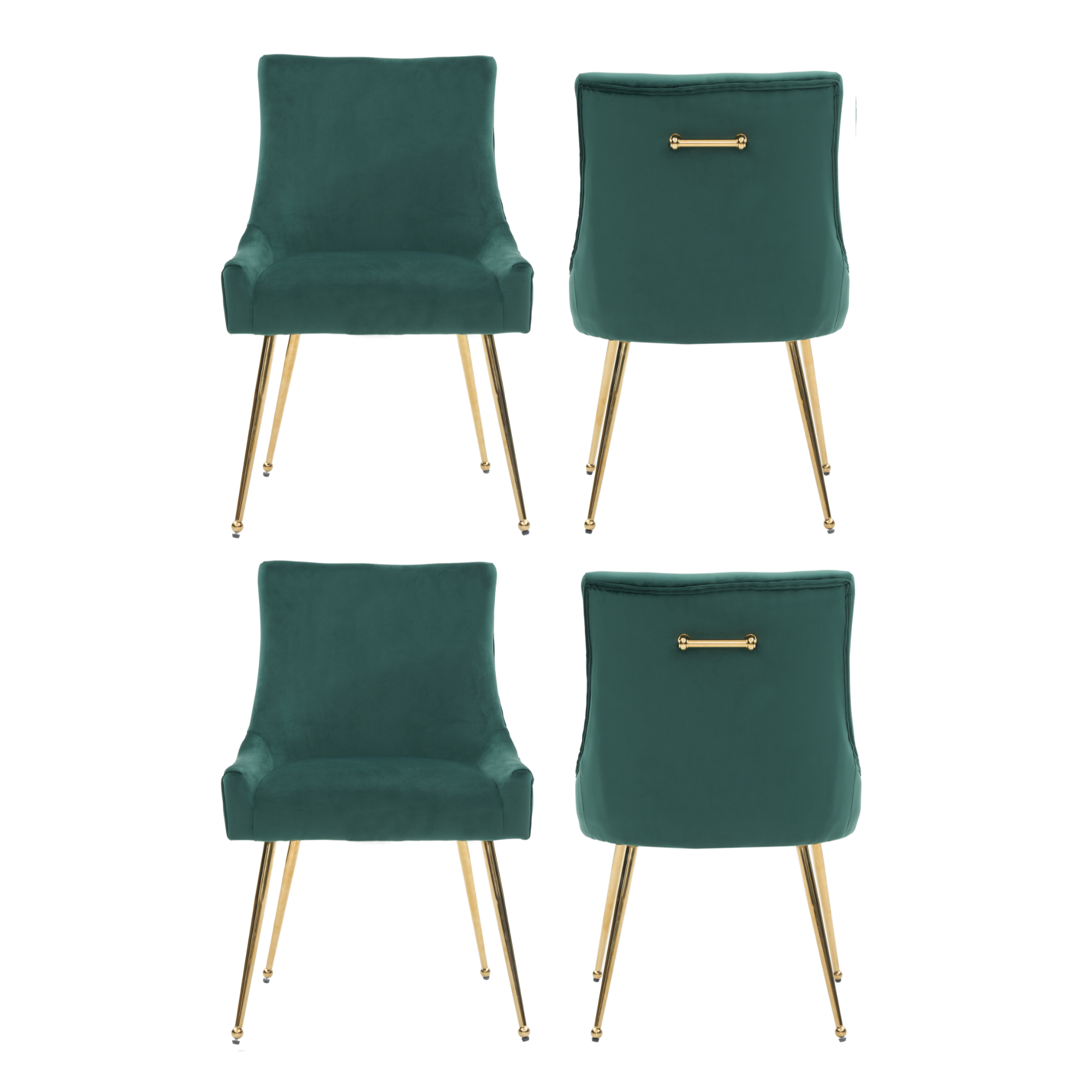 Viviana Velvet Dining Chair – Gold Legs, Ring Handle & Modern Accent