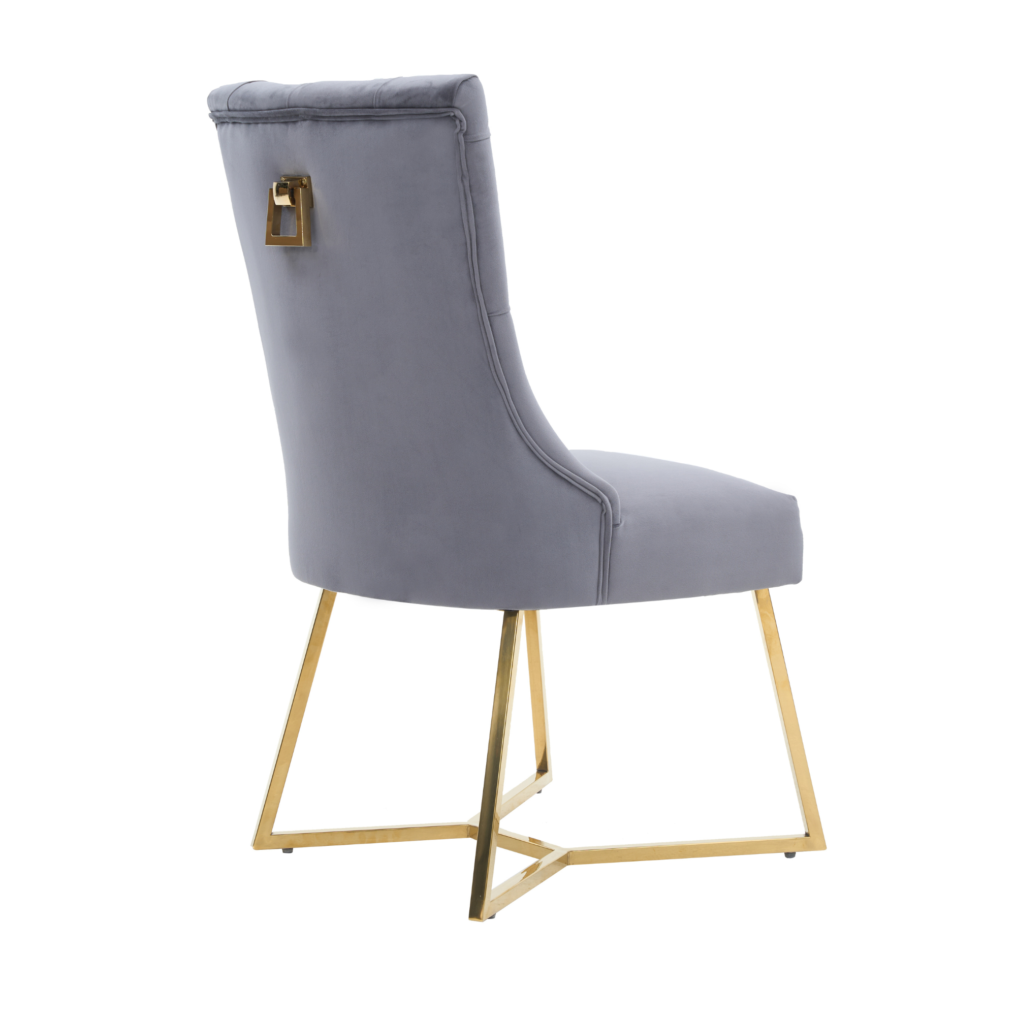 Ambra Velvet Dining Chair – Tufted Luxury Accent with Gold Legs & Ring Pull
