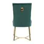 Ambra Velvet Dining Chair – Tufted Luxury Accent with Gold Legs & Ring Pull