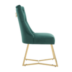 Ambra Velvet Dining Chair – Tufted Luxury Accent with Gold Legs & Ring Pull