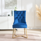 Ambra Velvet Dining Chair – Tufted Luxury Accent with Gold Legs & Ring Pull