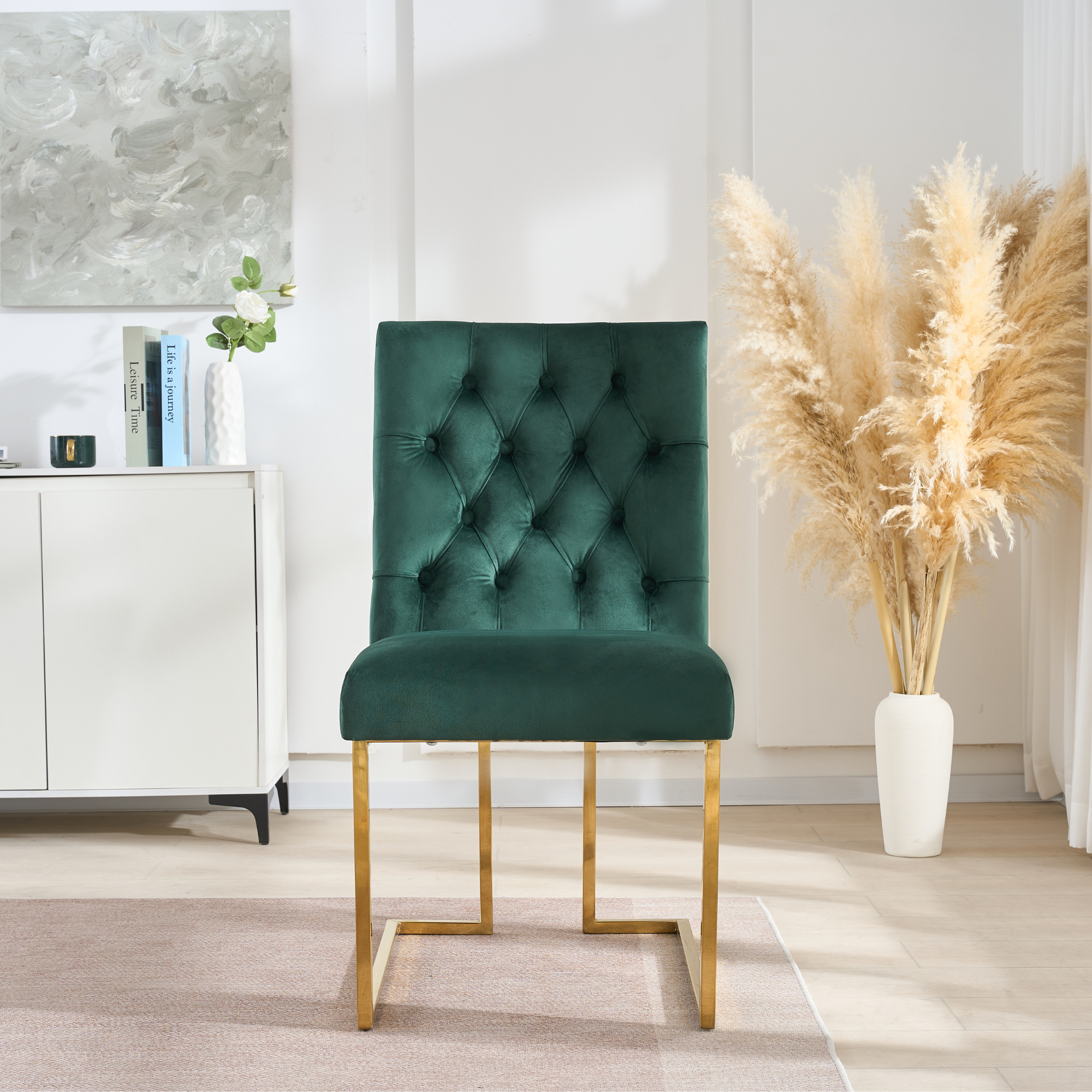 Siena Tufted Velvet Dining Chair – Gold Frame, Modern Luxury Accent