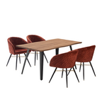 Vittorio Rocco LUX 5PCs Dining Set includes an Oak Dining Table and Set of 4 Dining Chairs
