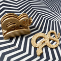 Gold Set of 4 Coasters with Holder | Serpent