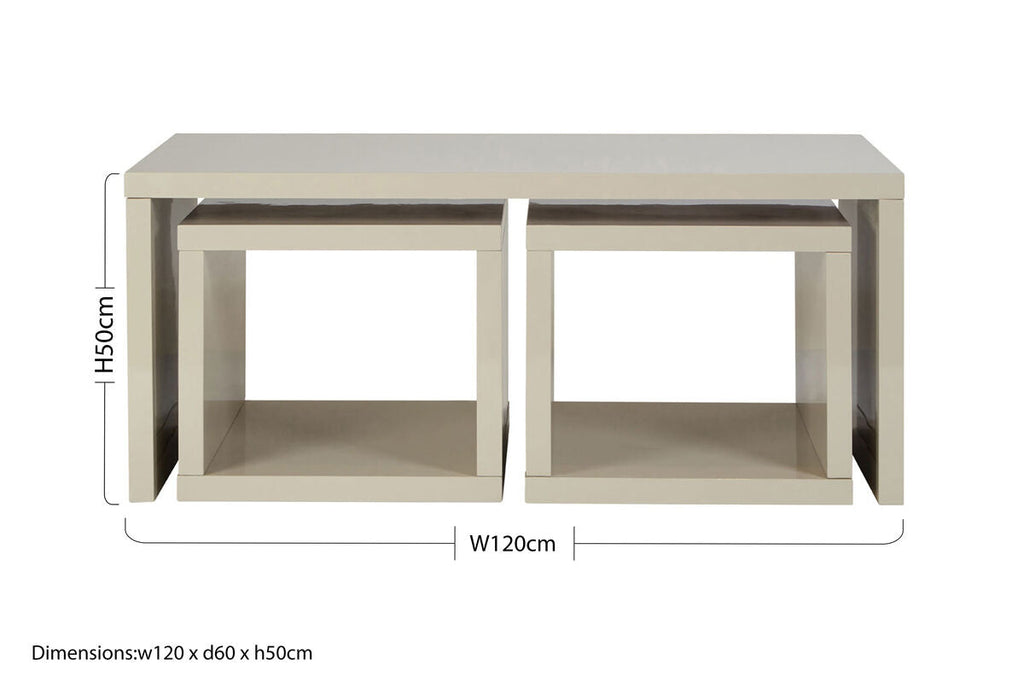 Grey Wood Coffee Table with 2 Under Tables | Madrid