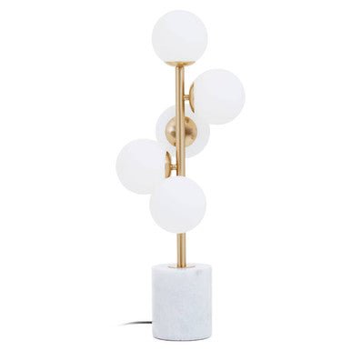 Abira Brushed Brass And White Marble Table Lamp - Nest UK
