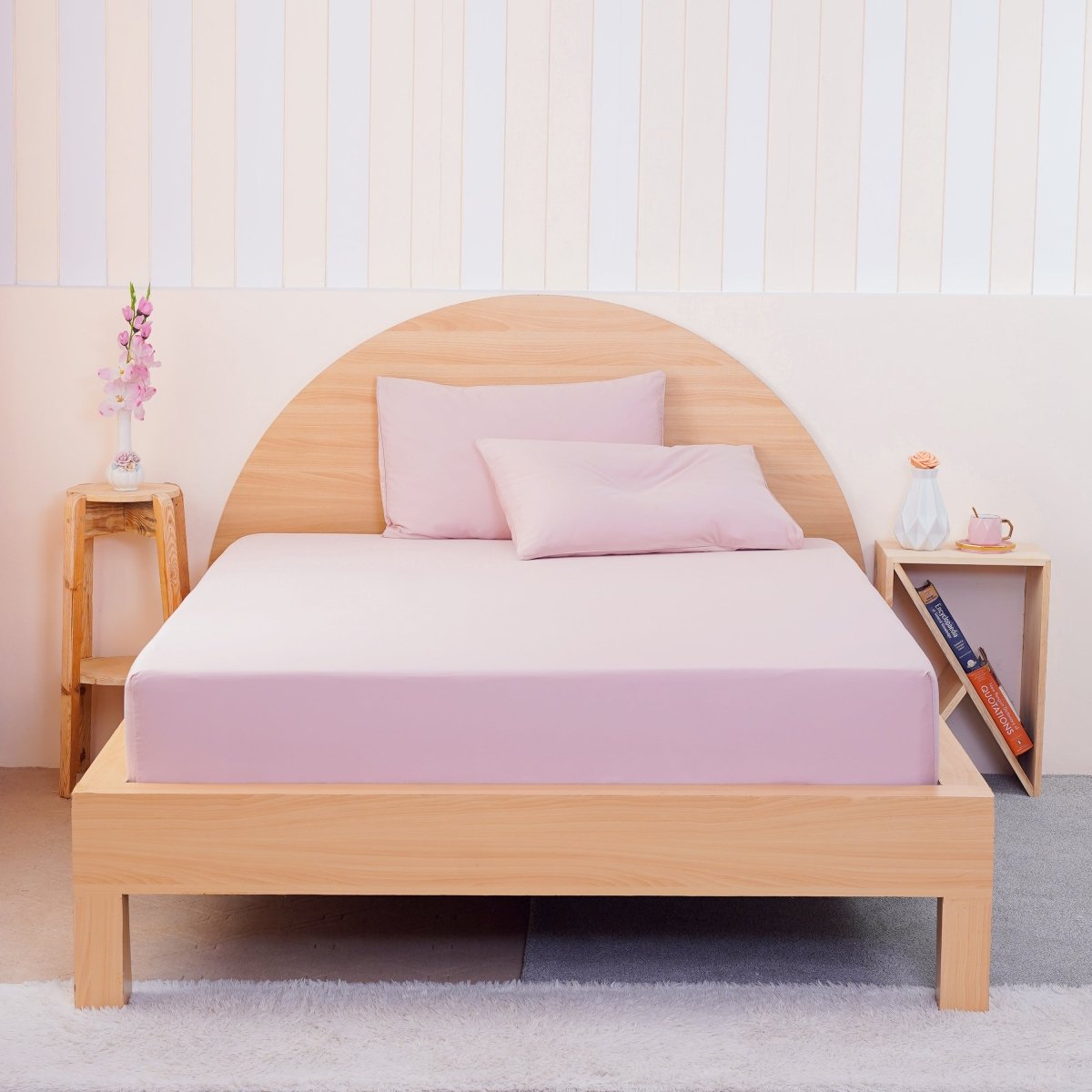 Ackly Bamboo - Blush Duvet Cover, Fitted Sheet & Pillowcases Set