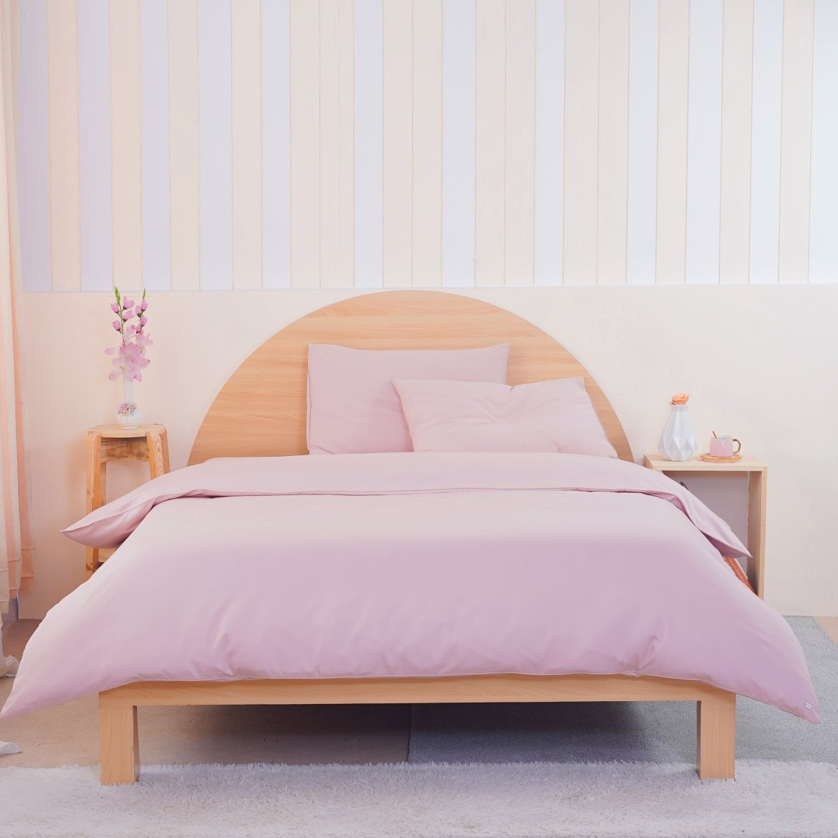 Ackly Bamboo - Blush Duvet Cover, Fitted Sheet & Pillowcases Set