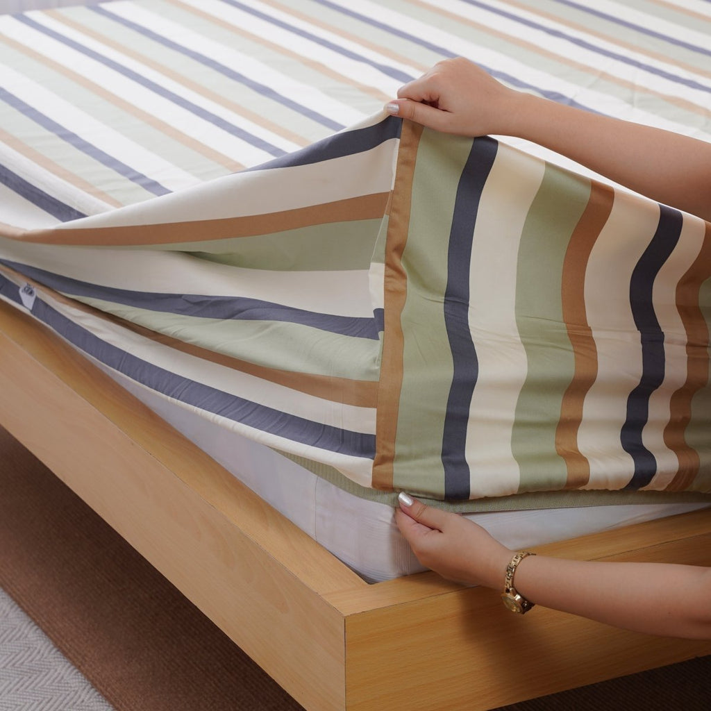 Ackly Bamboo - Harmony Stripe Duvet Cover, Fitted Sheet & Pillowcases Set