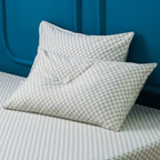 Ackly Bamboo Sage Checkered Duvet Cover Set