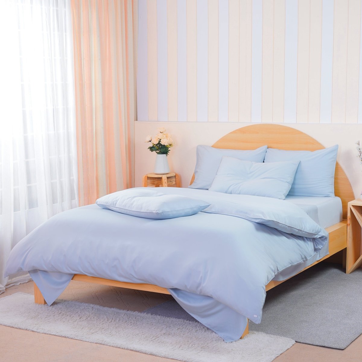 Ackly Bamboo - Sky Duvet Cover, Fitted Sheet & Pillowcases Set