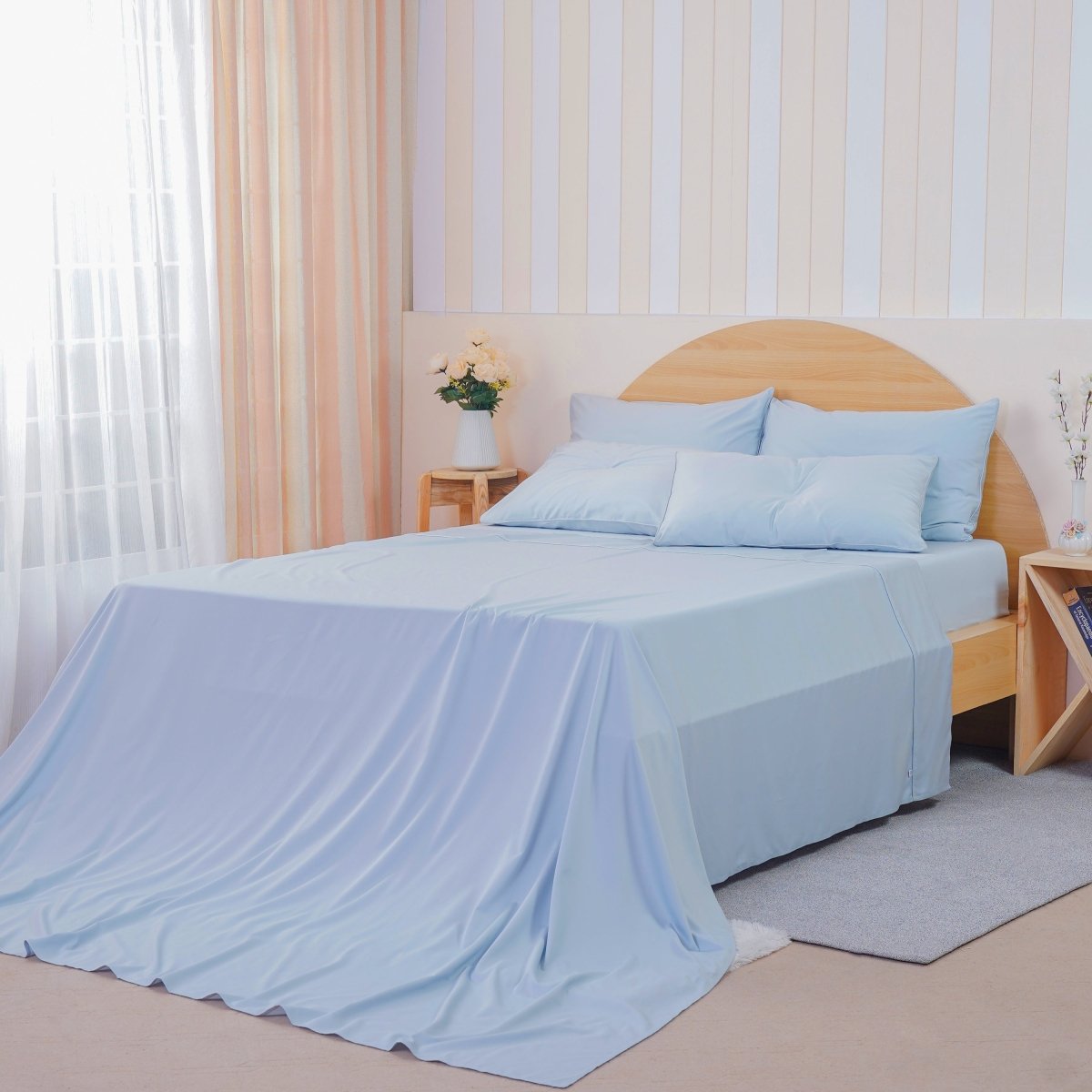 Ackly Bamboo - Sky Blue Flat Sheet