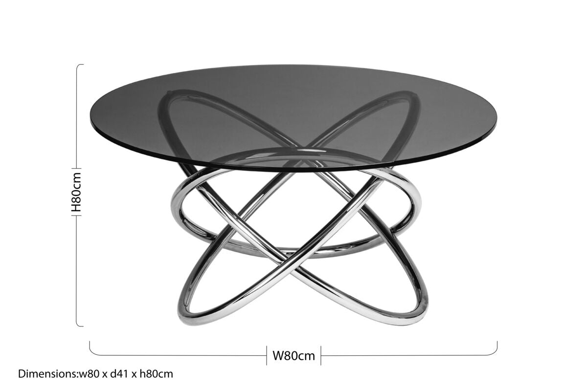 Smoked Glass Top and Silver Steel Frame Side Table | Cassy
