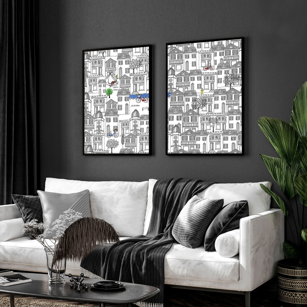 Amsterdam posters | Set of 2 travel wall art