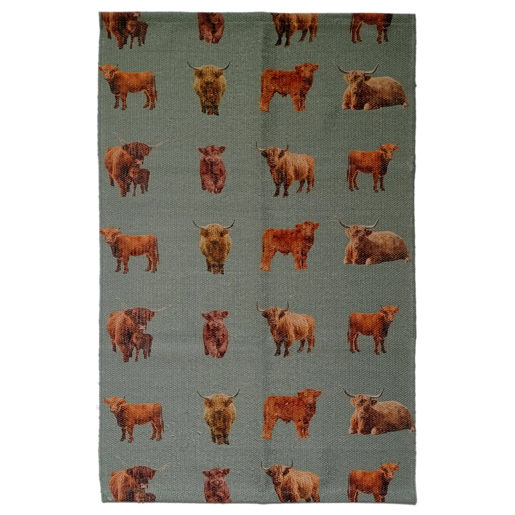 OLIVIA ROCCO Highland Cow Animal Print Non Slip Soft Durable Rug For Living Room Bedroom Hallway Office Eco Friendly Soft Pile Backing