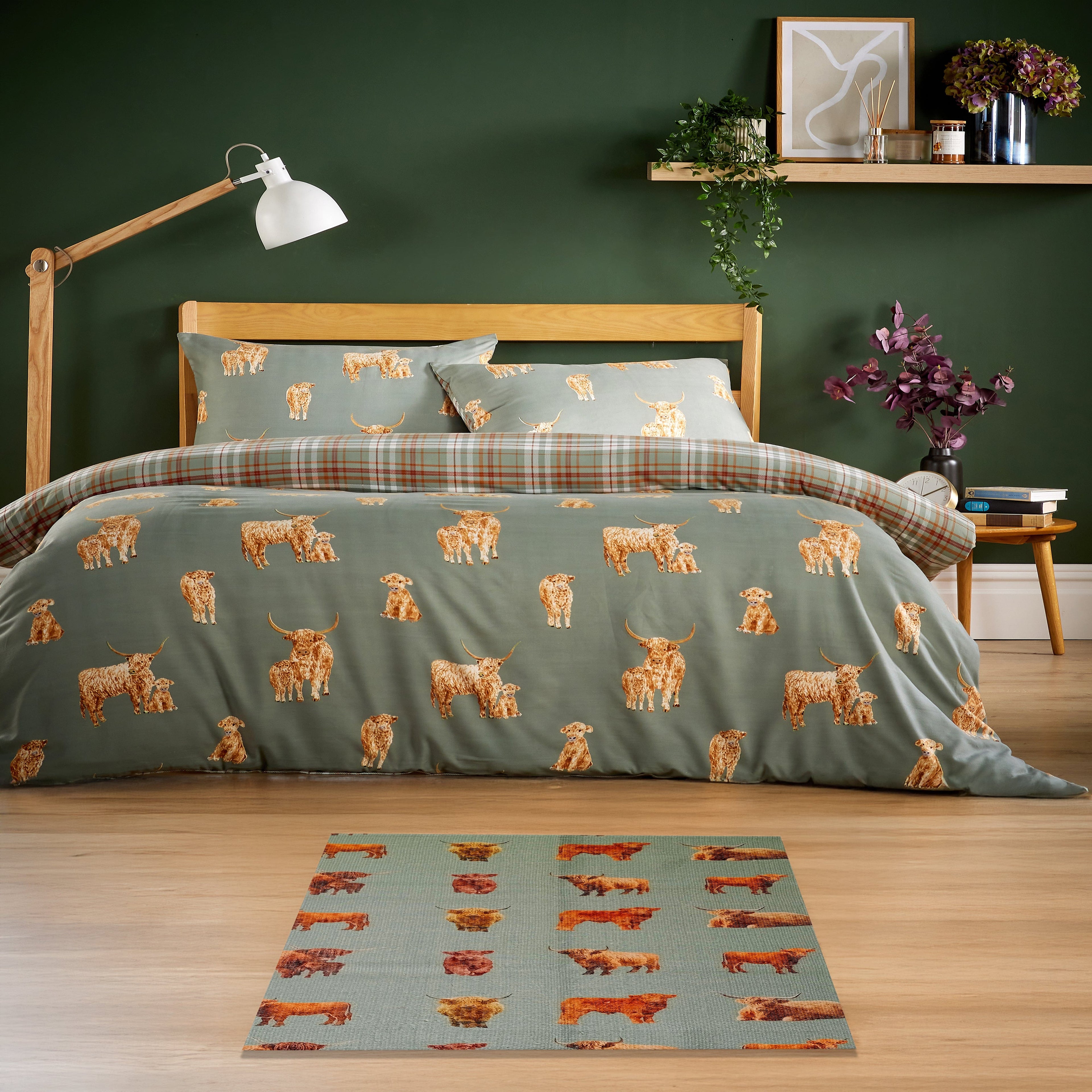 OLIVIA ROCCO Highland Cow Animal Print Non Slip Soft Durable Rug For Living Room Bedroom Hallway Office Eco Friendly Soft Pile Backing
