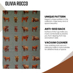 OLIVIA ROCCO Highland Cow Animal Print Non Slip Soft Durable Rug For Living Room Bedroom Hallway Office Eco Friendly Soft Pile Backing