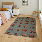 OLIVIA ROCCO Highland Cow Animal Print Non Slip Soft Durable Rug For Living Room Bedroom Hallway Office Eco Friendly Soft Pile Backing