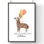 Animal theme for nursery decor Zebra wall art print