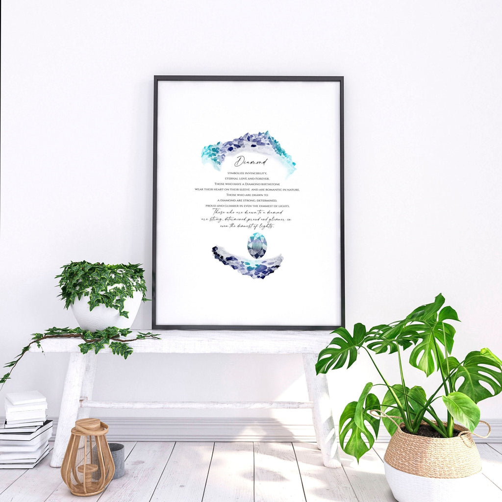 April Diamond Birthstone wall art print