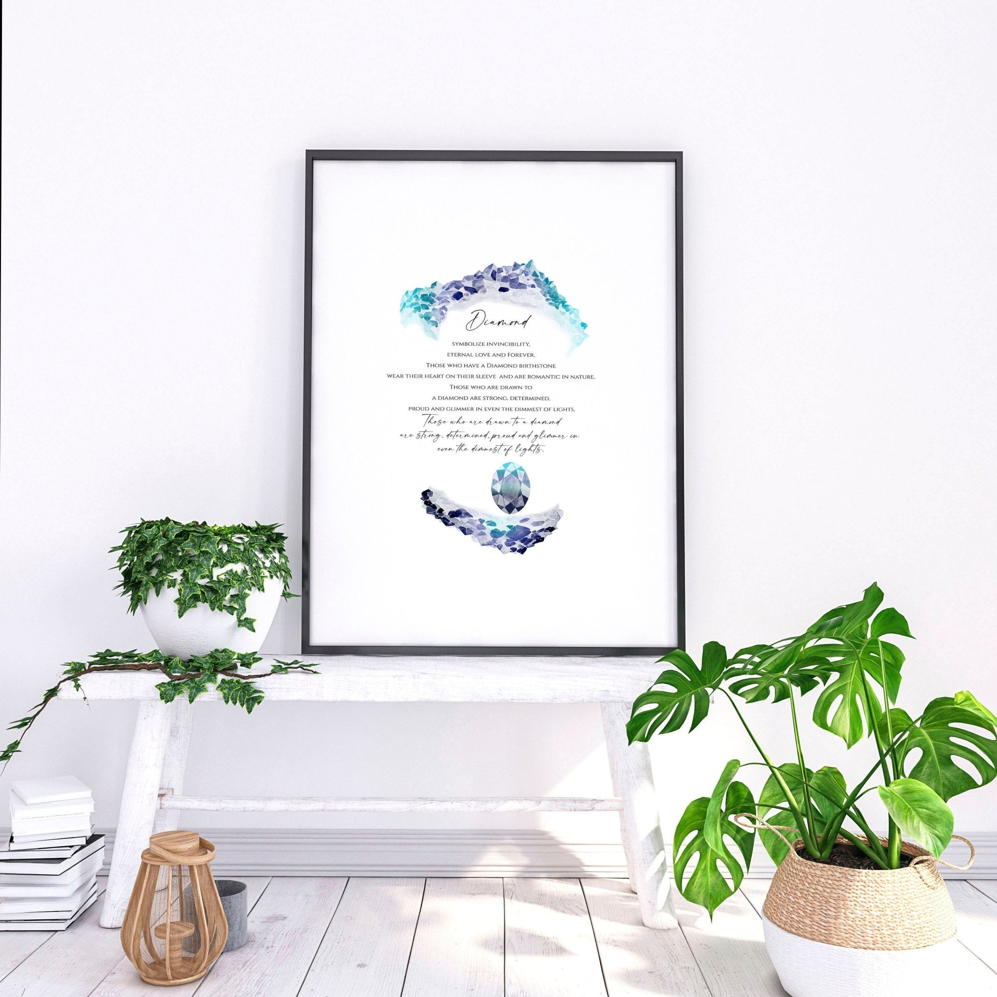 April Diamond Birthstone wall art print