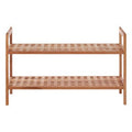 Arla 2 Tier Walnut Wood Grid Design Stackable Shoe Rack - Nest UK